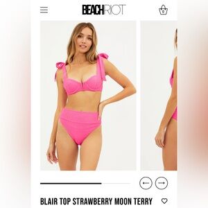 Beach Riot Large Blair Top Strawberry Moon Terry and Large Bottom